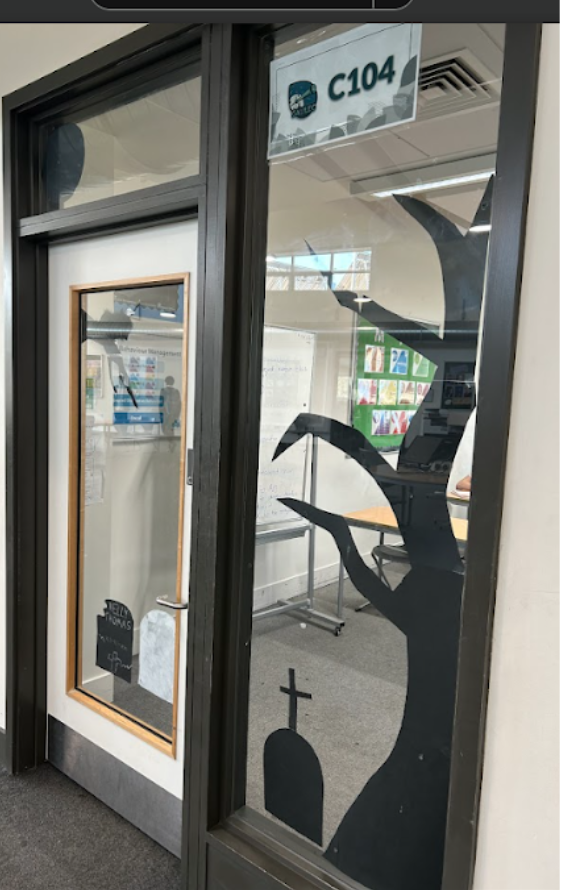 Student decorated classroom door for World Book Day 2025