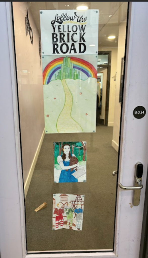 Student decorated classroom door for World Book Day 2025