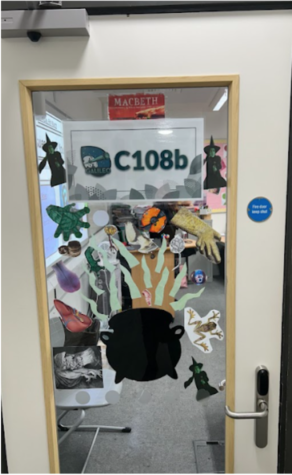 Student decorated classroom door for World Book Day 2025