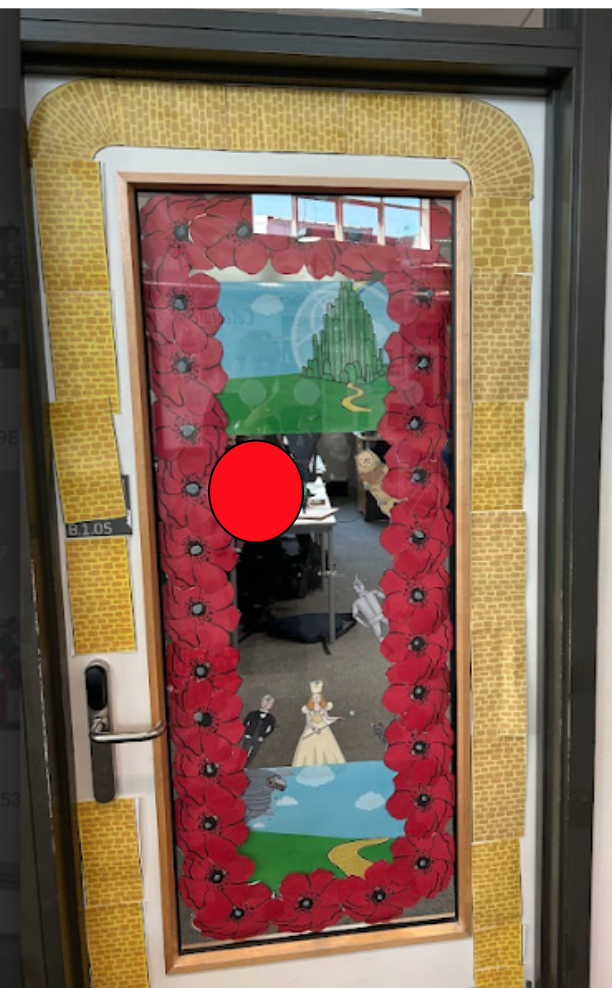 Student decorated classroom door for World Book Day 2025