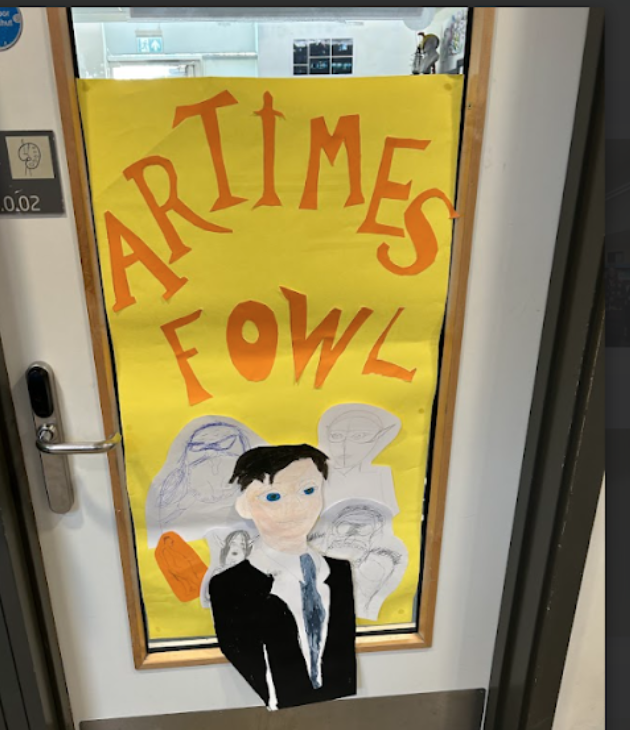 Student decorated classroom door for World Book Day 2025