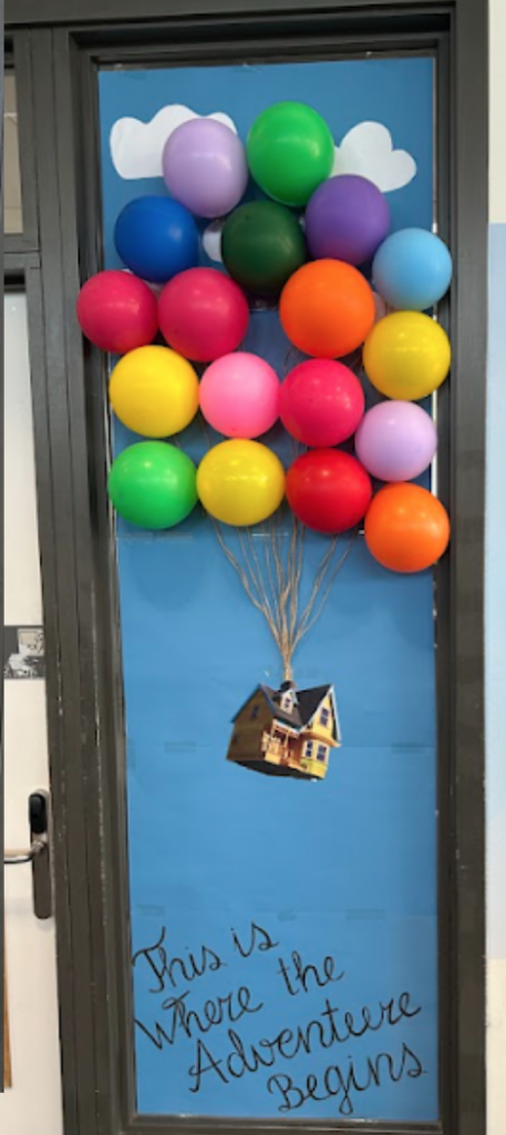 Student decorated classroom door for World Book Day 2025
