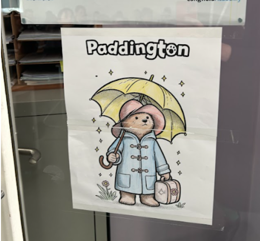 Student decorated classroom door for World Book Day 2025