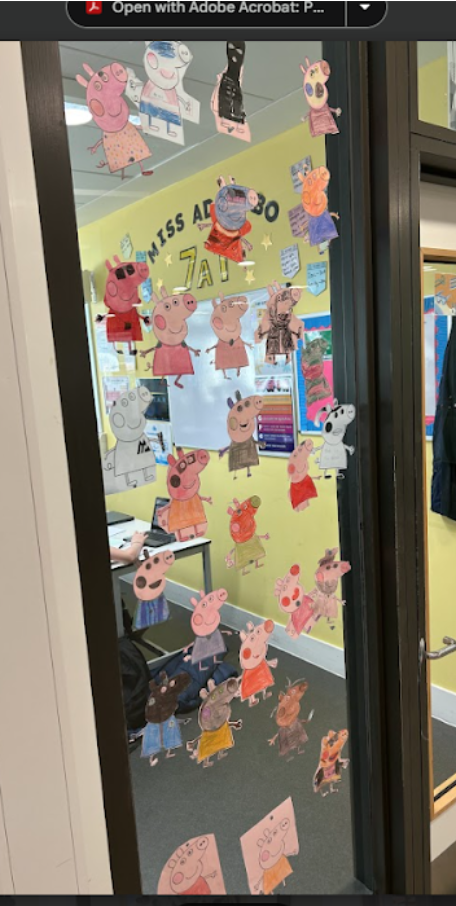 Student decorated classroom door for World Book Day 2025