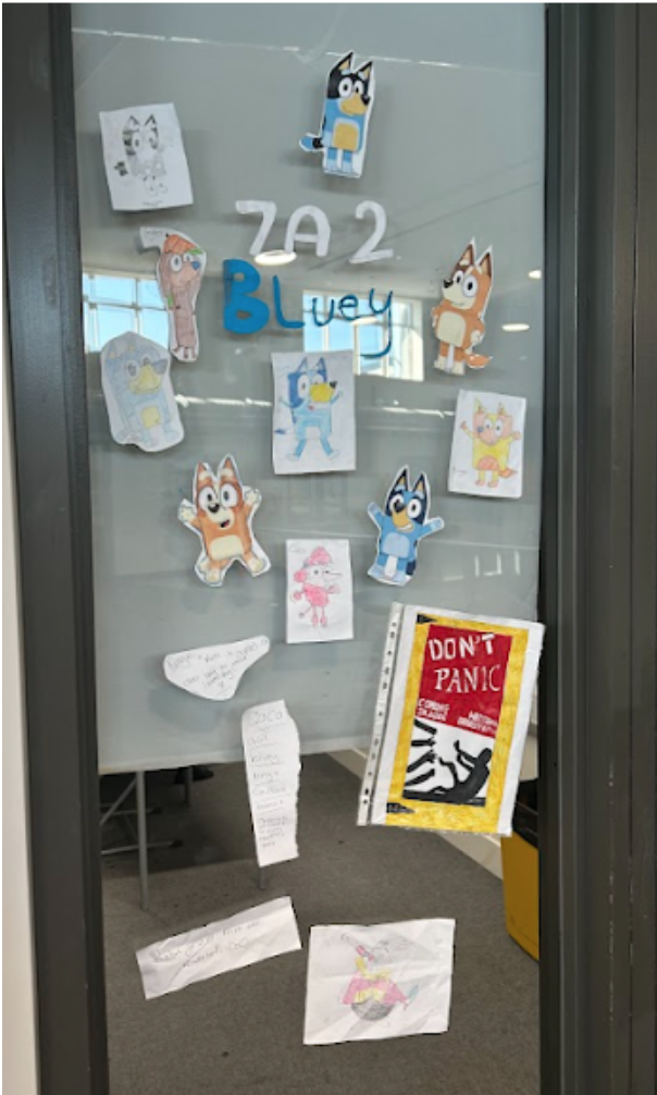 Student decorated classroom door for World Book Day 2025