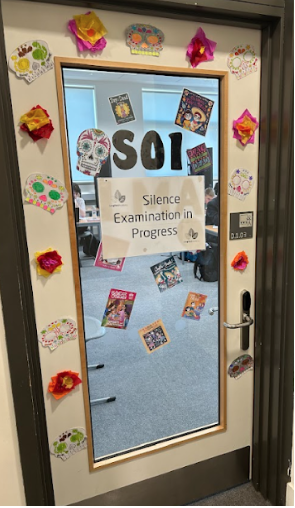 Student decorated classroom door for World Book Day 2025