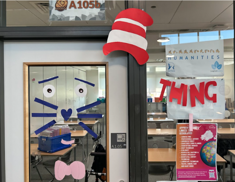 Student decorated classroom door for World Book Day 2025