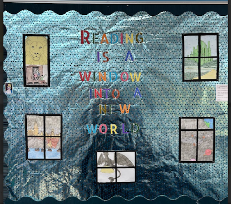 Student decorated classroom door for World Book Day 2025