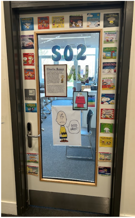Student decorated classroom door for World Book Day 2025